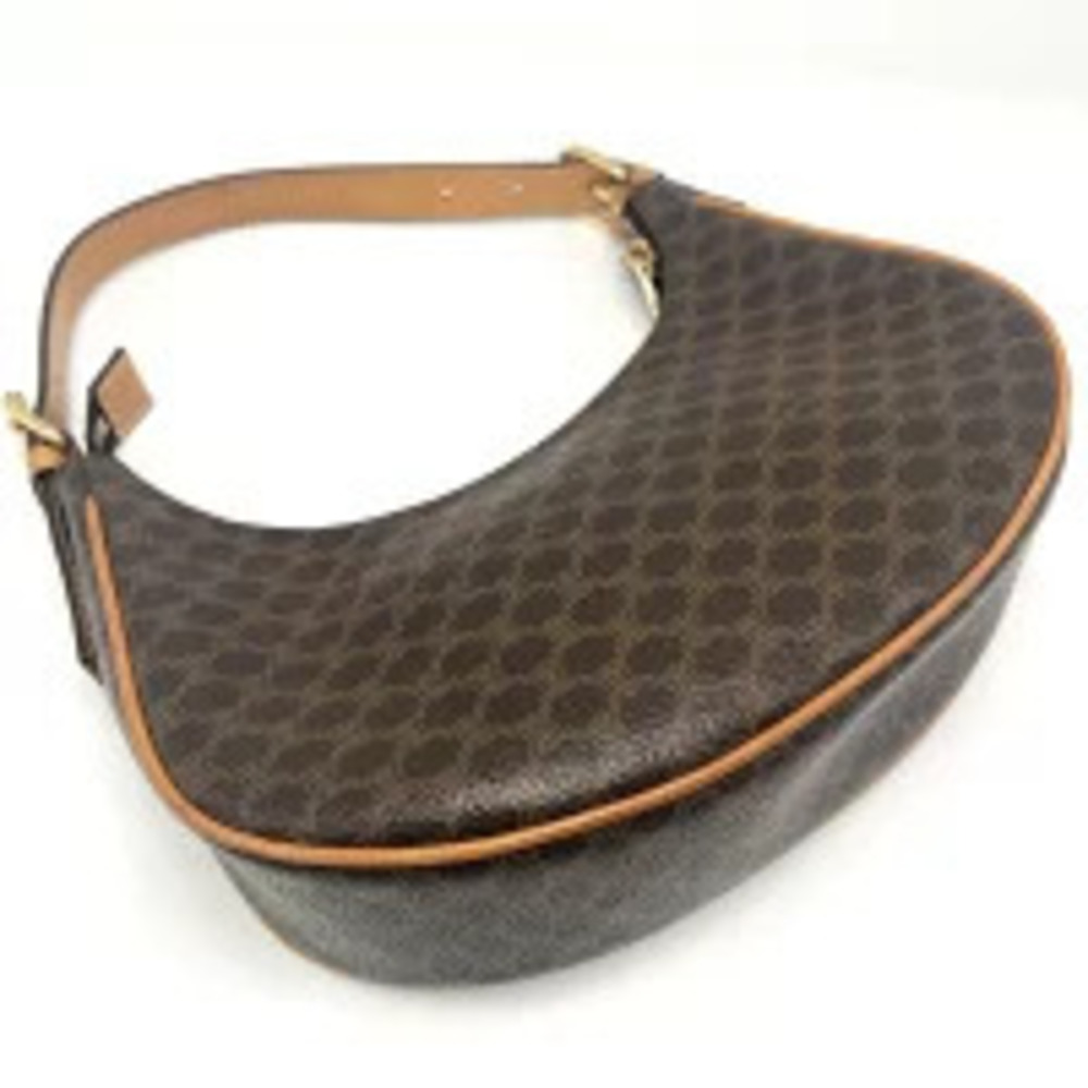 Celine Macadam One Handbag Shoulder Bag Canvas Leather Brown - Picture 3 of 7